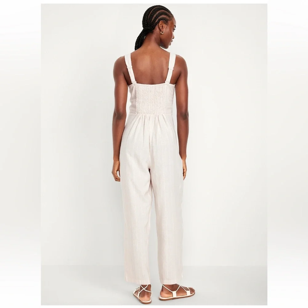 Old Navy Button-Front Linen-Blend Cami Jumpsuit (NWT) - Picture 2 of 11